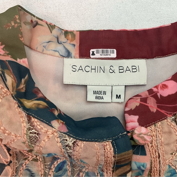 Sachin + Babi Patchwork Multicolor Floral Print Mini Dress Size Medium - Picture 10 of 15